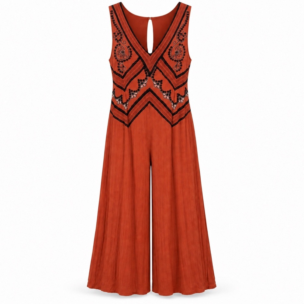 Anthropologie Maeve Jumpsuit 2 Rust Whimsigoth Fairy Grunge Festival Boho